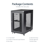 Picture of StarTech.com 4-Post 18U Server Rack Cabinet, Lockable 19" Data Rack Cabinet for Computer / AV / IT Equipment, Office / Home Network Rack with Casters & Adjustable Mounting Rails