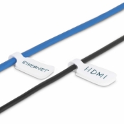Picture of StarTech.com 3.5in (9cm) Cable Labels, 100 Pack, White, Hook-to-Hook Fastener Cable Tags, Write-On Cord Labels for Cable Management, Cord Identification Tags