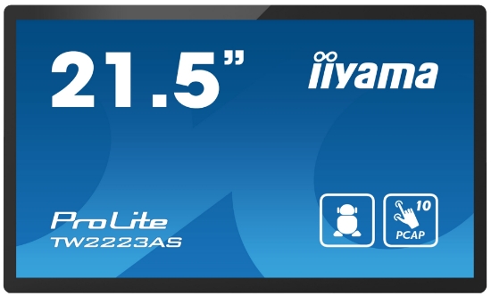 Picture of iiyama TW2223AS-B2 Signage Display Interactive flat panel 54.6 cm (21.5") Wi-Fi 400 cd/m² Full HD Black Touchscreen Built-in processor Android 12 24/7