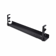 Picture of StarTech.com Under Desk Cable Management Tray, Length Adjustable Cable Organizer, Clamp-On Installation, No Drilling Required, Power Bar Holder, Black