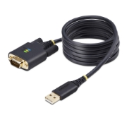 Picture of StarTech.com 6.6ft (2m) USB to Serial Adapter Cable, COM Retention, Interchangeable Screws/Nuts, USB-A to DB9 RS232, FTDI IC, ESD Protection, Windows/macOS/Linux