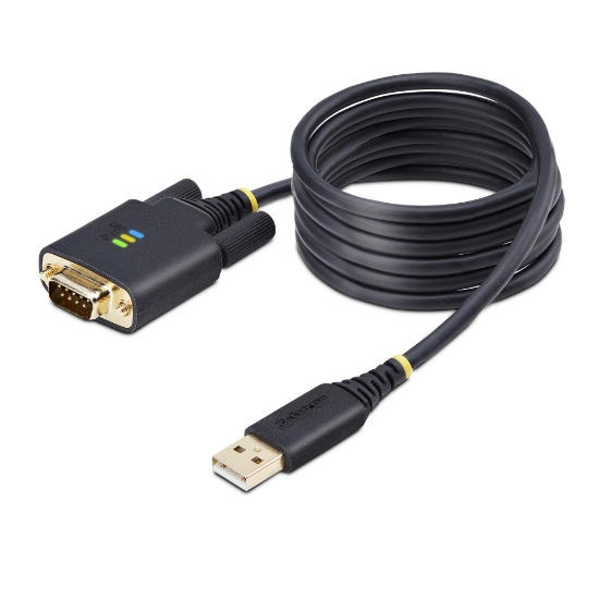 Picture of StarTech.com 6.6ft (2m) USB to Serial Adapter Cable, COM Retention, Interchangeable Screws/Nuts, USB-A to DB9 RS232, FTDI IC, ESD Protection, Windows/macOS/Linux