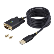 Picture of StarTech.com 6.6ft (2m) USB to Serial Adapter Cable, COM Retention, Interchangeable Screws/Nuts, USB-A to DB9 RS232, FTDI IC, ESD Protection, Windows/macOS/Linux