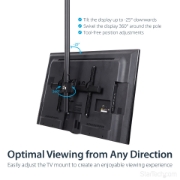 Picture of StarTech.com TV Ceiling Mount - Full-Motion Universal Hanging Single Screen Mount with Adjustable Telescopic Long Pole - Tilt / Swivel - VESA Bracket for 32”-75" Displays