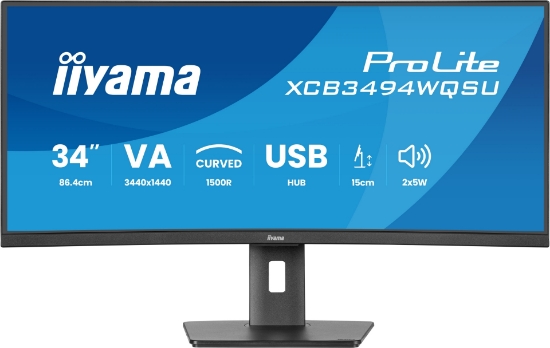 Picture of iiyama ProLite XCB3494WQSU-B1 computer monitor 86.4 cm (34") 3440 x 1440 pixels UltraWide Quad HD LED Black
