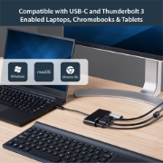 Picture of StarTech.com USB C Multiport Adapter - Mini USB-C Dock w/ Single Monitor VGA 1080p Video - 60W Power Delivery Passthrough - USB 3.1 Gen 1 Type-A 5Gbps, Gigabit Ethernet - Docking Station