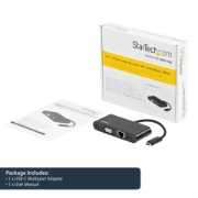 Picture of StarTech.com USB C Multiport Adapter - Mini USB-C Dock w/ Single Monitor VGA 1080p Video - 60W Power Delivery Passthrough - USB 3.1 Gen 1 Type-A 5Gbps, Gigabit Ethernet - Docking Station