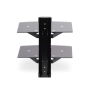 Picture of StarTech.com Dual Floating Wall-Mounted AV Shelves, Adjustable Height Shelf For Under TV, Organize A/V Equipment On Black Tempered Glass Shelves