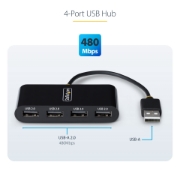Picture of StarTech.com ST4200MINI2-USB-HUB interface hub USB 2.0 480 Mbit/s Black