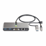 Picture of StarTech.com 2-Port USB-C Hub with Ethernet and RS-232, Attached USB-C to USB-A Dongle, 100W PD Pass-Through, 2x USB-A 5Gbps, Gigabit Ethernet, RS232 Serial (FTDI)