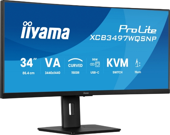 Picture of iiyama ProLite XCB3497WQSNP-B1 computer monitor 86.4 cm (34") 3440 x 1440 pixels UltraWide Quad HD LED Black