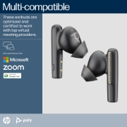 Picture of POLY Voyager Free 60+ UC Carbon Black Earbuds +BT700 USB-A Adapter +Touchscreen Charge Case