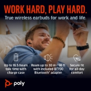 Picture of POLY Voyager Free 60+ UC Carbon Black Earbuds +BT700 USB-A Adapter +Touchscreen Charge Case