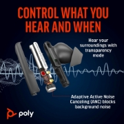 Picture of POLY Voyager Free 60+ UC Carbon Black Earbuds +BT700 USB-A Adapter +Touchscreen Charge Case