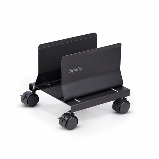 Picture of StarTech.com Computer Tower Cart, Rolling Mobile CPU Caddy on Wheels (Casters), Max Load 46.3lb/21kg, Adjustable PC Case Mount, Desktop Floor Stand, Steel Dolly