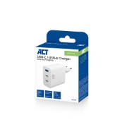 Picture of ACT USB-C/USB-A Charger 65W 3-port with Power Delivery PPS, QuickCharge and GanFast