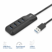 Picture of ACT AC6320 interface hub USB 3.2 Gen 1 (3.1 Gen 1) Type-A 5000 Mbit/s Black
