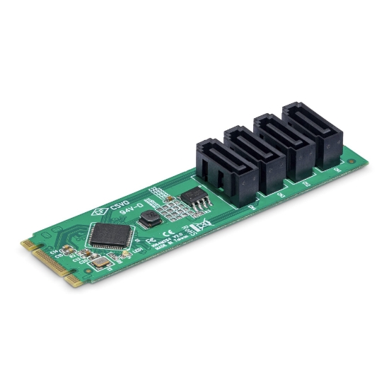 Picture of StarTech.com 4-Port M.2 to SATA Adapter Card, M.2 PCIe 3.0 to SATA HDD/SSD Expansion Card, ASM1064 Chipset, M.2 NVMe to 4x HDD/SSD for Windows/macOS/Linux