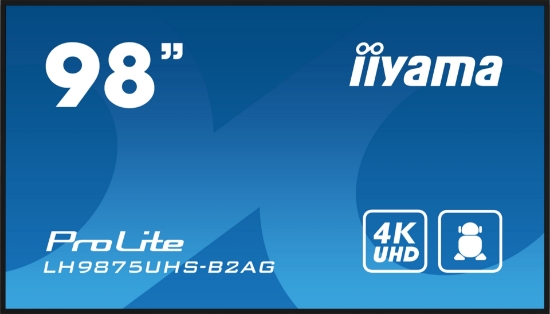 Picture of iiyama LH9875UHS-B2AG Signage Display Digital signage flat panel 2.48 m (97.5") LED Wi-Fi 500 cd/m² 4K Ultra HD Black Built-in processor Android 11 24/7