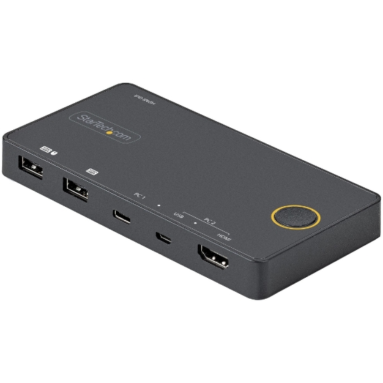 Picture of StarTech.com 2 Port Hybrid USB-A + HDMI & USB-C KVM Switch - Single 4K 60Hz HDMI 2.0 Monitor - Compact Desktop and/or Laptop HDMI KVM Switch - USB Bus Powered - Thunderbolt 3 Compatible