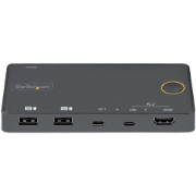 Picture of StarTech.com 2 Port Hybrid USB-A + HDMI & USB-C KVM Switch - Single 4K 60Hz HDMI 2.0 Monitor - Compact Desktop and/or Laptop HDMI KVM Switch - USB Bus Powered - Thunderbolt 3 Compatible