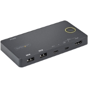 Picture of StarTech.com 2 Port Hybrid USB-A + HDMI & USB-C KVM Switch - Single 4K 60Hz HDMI 2.0 Monitor - Compact Desktop and/or Laptop HDMI KVM Switch - USB Bus Powered - Thunderbolt 3 Compatible