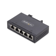 Picture of StarTech.com 5-Port Unmanaged Industrial Network Switch, 100/1000 Ethernet, DIN Rail/Wall-Mountable, Rugged IP30 Gigabit Switch, -40F-167F, 9~60V DC, TAA Compliant