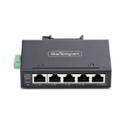 Picture of StarTech.com 5-Port Unmanaged Industrial Network Switch, 100/1000 Ethernet, DIN Rail/Wall-Mountable, Rugged IP30 Gigabit Switch, -40F-167F, 9~60V DC, TAA Compliant