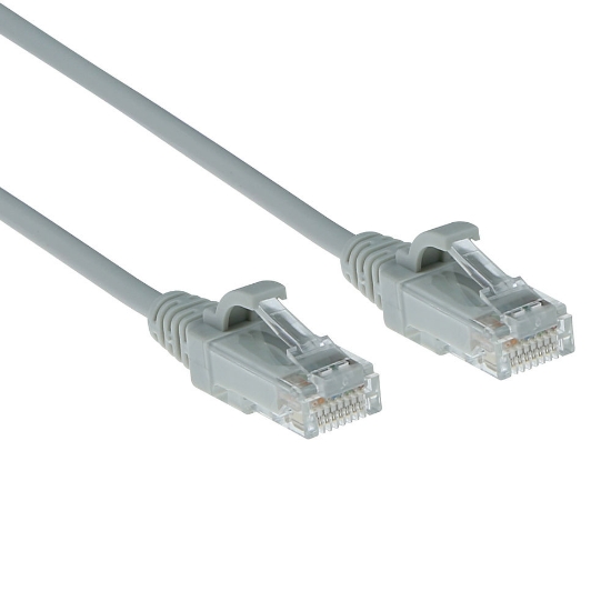 Picture of ACT Grey 0.5 meter LSZH U/UTP CAT6 datacenter slimline patch cable snagless with RJ45 connectors