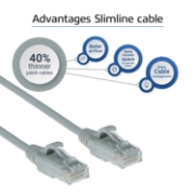 Picture of ACT Grey 0.5 meter LSZH U/UTP CAT6 datacenter slimline patch cable snagless with RJ45 connectors