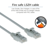 Picture of ACT Grey 0.5 meter LSZH U/UTP CAT6 datacenter slimline patch cable snagless with RJ45 connectors