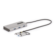 Picture of StarTech.com USB-C Multiport Adapter w/Attached USB-C to USB-A Dongle, Dual HDMI (4K30Hz/1080p60Hz), 3x USB-A 5Gbps, Mini Travel Dock, Laptop Docking Station, 1.3ft/40cm Cable