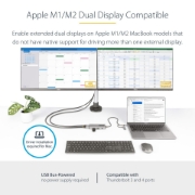 Picture of StarTech.com USB-C Multiport Adapter w/Attached USB-C to USB-A Dongle, Dual HDMI (4K30Hz/1080p60Hz), 3x USB-A 5Gbps, Mini Travel Dock, Laptop Docking Station, 1.3ft/40cm Cable