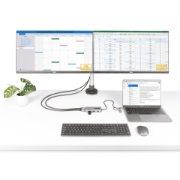 Picture of StarTech.com USB-C Multiport Adapter w/Attached USB-C to USB-A Dongle, Dual HDMI (4K30Hz/1080p60Hz), 3x USB-A 5Gbps, Mini Travel Dock, Laptop Docking Station, 1.3ft/40cm Cable
