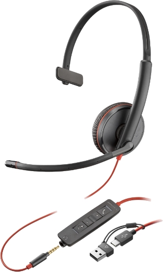 Picture of POLY Blackwire 3215 Monaural USB-C Headset +3.5mm Plug +USB-C/A Adapter