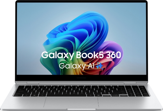 Picture of Samsung Galaxy Book5 360 Intel Core Ultra 7 256V Laptop 39.6 cm (15.6") Touchscreen Full HD 16 GB LPDDR5x-SDRAM 512 GB SSD Wi-Fi 7 (802.11be) Windows 11 Home Silver