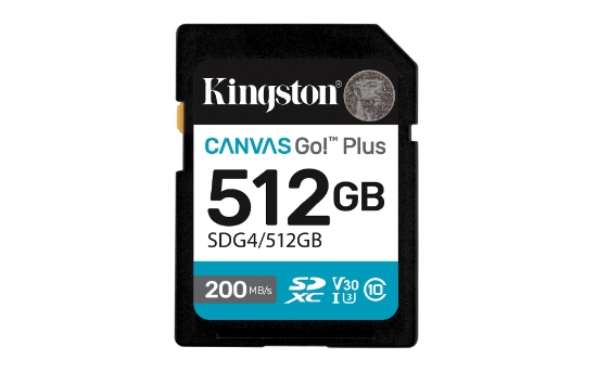 Picture of Kingston Technology 512GB SDXC Canvas Go Plus Gen4 200MB/s C10 UHS-I U3 V30