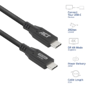 Picture of ACT USB4 20Gbps 240W USB Type-C Cable, 0.5 meters