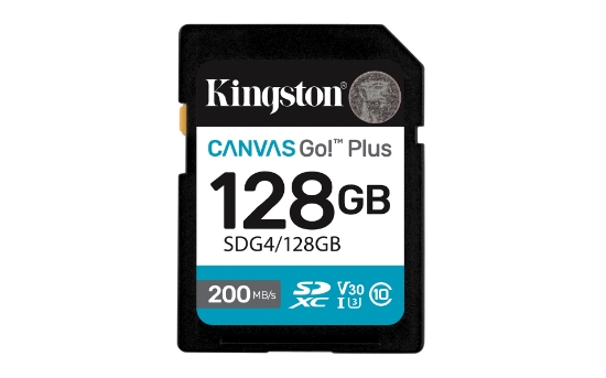 Picture of Kingston Technology 128GB SDXC Canvas Go Plus Gen4 200MB/s C10 UHS-I U3 V30