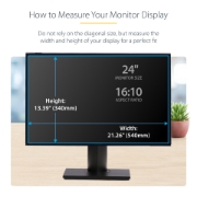 Picture of StarTech.com 24-inch 16:10 Computer Monitor Privacy Screen, Hanging Acrylic Filter, Quick-Install Security Shield, Monitor Screen Protector, +/- 30 Deg. View, Glossy