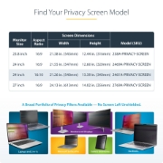 Picture of StarTech.com 24-inch 16:10 Computer Monitor Privacy Screen, Hanging Acrylic Filter, Quick-Install Security Shield, Monitor Screen Protector, +/- 30 Deg. View, Glossy