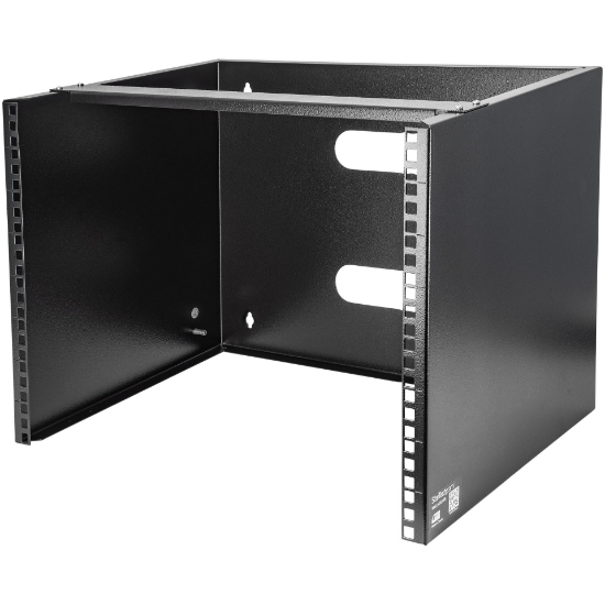 Picture of StarTech.com 8U Wall Mount Network Rack - 14 Inch Deep (Low Profile) - 19" Patch Panel Bracket for Shallow Server and IT Equipment, Network Switches - 80lbs/36kg Weight Capacity, Black