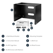 Picture of StarTech.com 8U Wall Mount Network Rack - 14 Inch Deep (Low Profile) - 19" Patch Panel Bracket for Shallow Server and IT Equipment, Network Switches - 80lbs/36kg Weight Capacity, Black