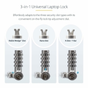 Picture of StarTech.com 25-Pack Universal Laptop Lock 6.6ft (2m), Master Keyed Locking Cable, Computer Security, Compatible w/Noble Wedge®/Nano/K-Slot; Anti-Theft Cut-Resistant Cable