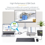 Picture of StarTech.com USB4 Docking Station, USB-C 40Gbps, Dual Video HDMI, Up to 2x 4K 60Hz 4:4:4 (RGB) or 2x 4K 120Hz 4:2:2, Multi-Monitor Dock, 6x USB, 2.5GbE, 100W PD