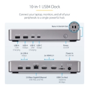 Picture of StarTech.com USB4 Docking Station, USB-C 40Gbps, Dual Video HDMI, Up to 2x 4K 60Hz 4:4:4 (RGB) or 2x 4K 120Hz 4:2:2, Multi-Monitor Dock, 6x USB, 2.5GbE, 100W PD