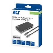 Picture of ACT USB-C 4K MST docking station for 2 HDMI monitors, Ethernet, USB-C, 3x USB-A, PD pass-through and 1 meter detachable connection cable