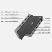 Picture of ACT USB-C 4K MST docking station for 2 HDMI monitors, Ethernet, USB-C, 3x USB-A, PD pass-through and 1 meter detachable connection cable