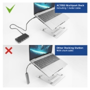Picture of ACT USB-C 4K MST docking station for 2 HDMI monitors, Ethernet, USB-C, 3x USB-A, PD pass-through and 1 meter detachable connection cable