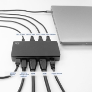 Picture of ACT USB-C 4K MST docking station for 2 HDMI monitors, Ethernet, USB-C, 3x USB-A, PD pass-through and 1 meter detachable connection cable